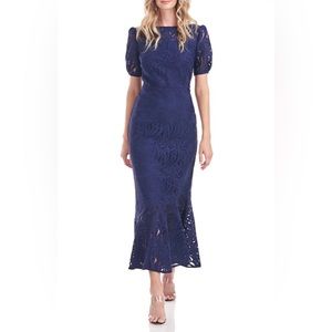 NEW Kay Unger Zoey lace mermaid dkoiress in deep navy